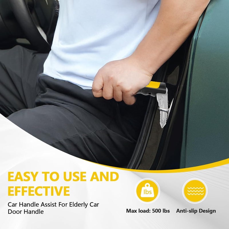 Kaiedos Car Door Handle for Elderly, 3-in-1 Car Handle Assist for Seniors, Portable Auto Cane Vehicle Support Handle, 500 lbs Capacity, Non-Slip Door Assist Bar (Yellow, 2-Pack Car Cane) - Image 2